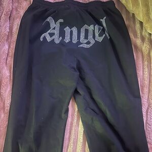 SHEIN Black 'Angel' Track Pants